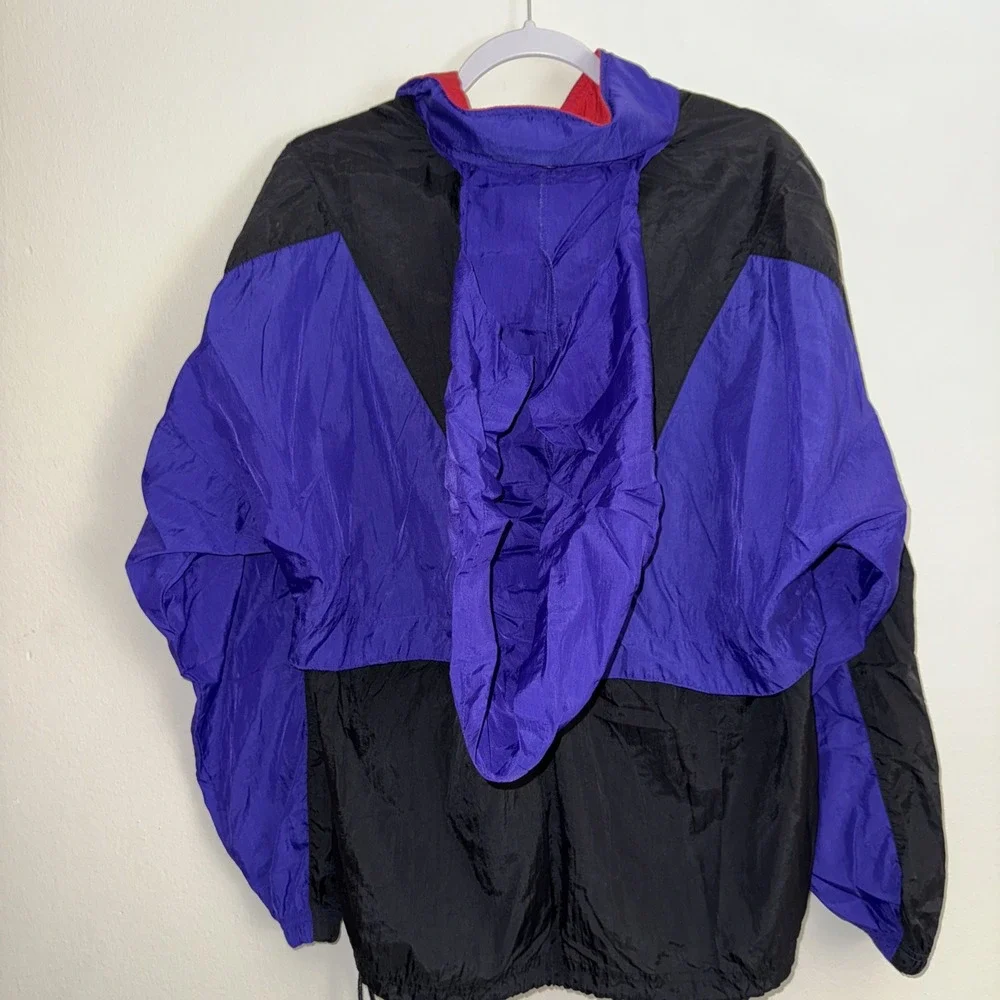 Vintage 90s‎ Purple Retro Color Block Reebok  Windbreaker Jacket hip hop M